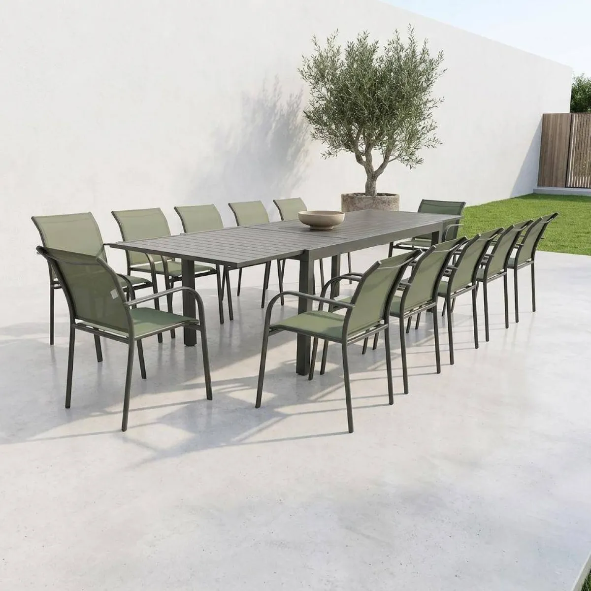 sweeek Set tavolo da giardino allungabile in alluminio con 10 sedie