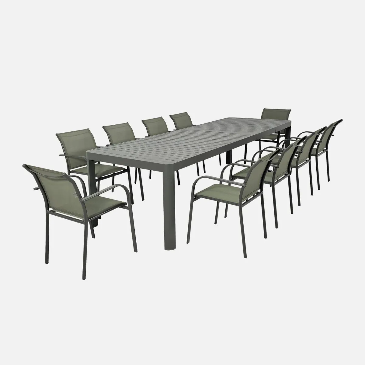 sweeek Set tavolo da giardino allungabile in alluminio con 10 sedie