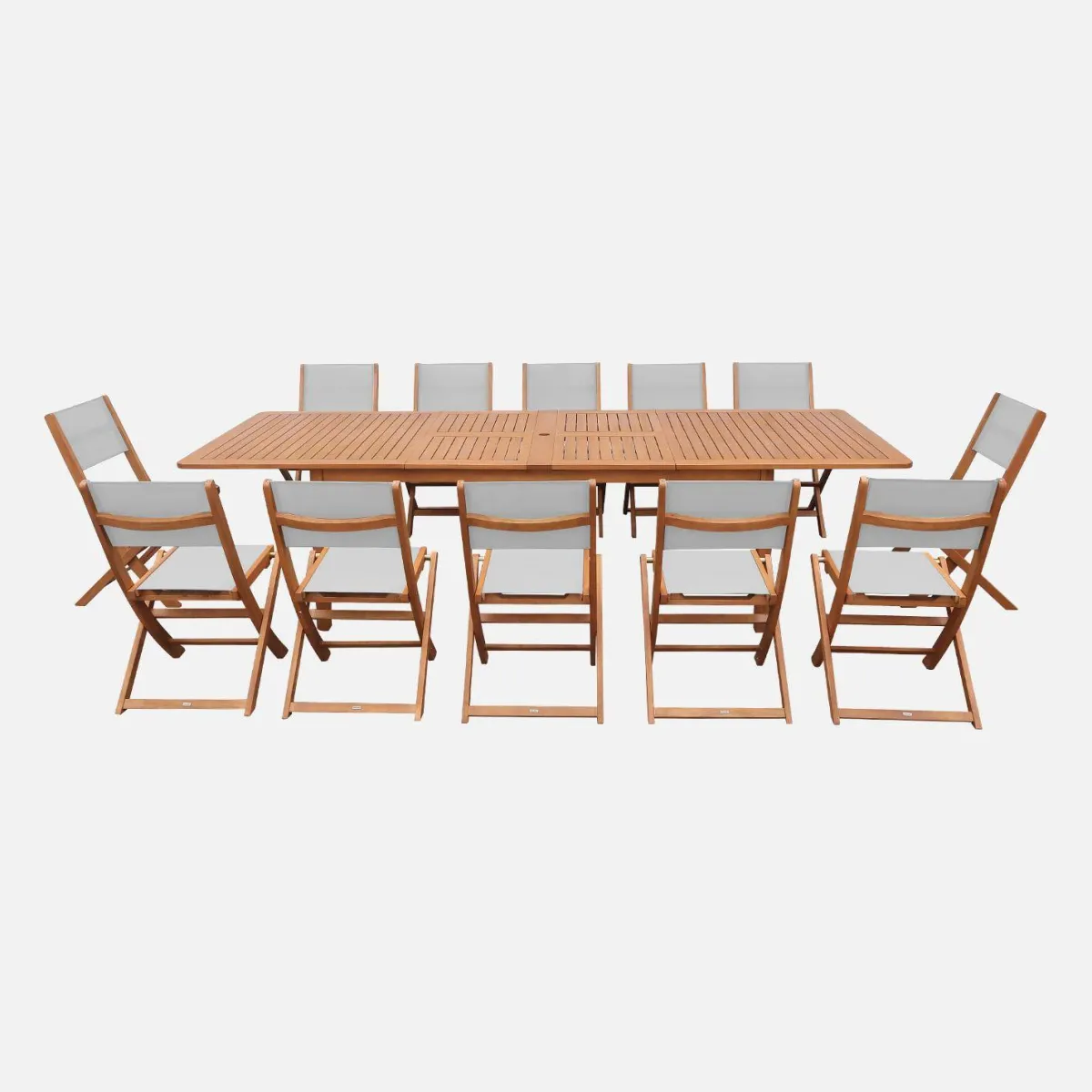 sweeek Set tavolo da giardino allungabile in legno di eucalipto con 12 sedie