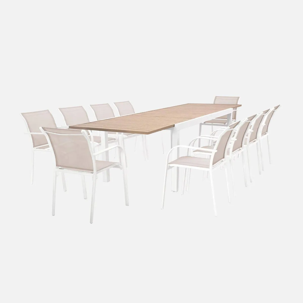 sweeek Set tavolo da giardino allungabile in alluminio con 10 sedie