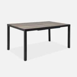 sweeek Set tavolo da giardino allungabile in alluminio effetto legno con 8 sedie
