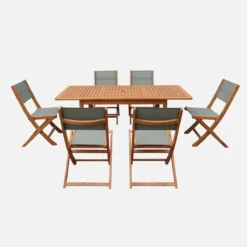 sweeek Set tavolo da giardino allungabile in legno di eucalipto con 6 sedie