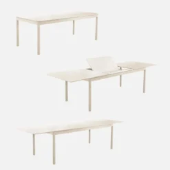Set tavolo da giardino allungabile in alluminio e textilene con 8 sedie