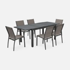 Set tavolo da giardino allungabile in legno con 10 sedie