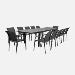 Set tavolo da giardino allungabile in alluminio con 10 sedie