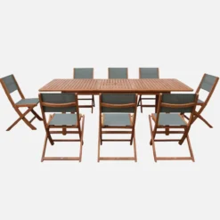 sweeek Set tavolo da giardino allungabile in legno di eucalipto con 8 sedie