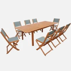 sweeek Set tavolo da giardino allungabile in legno di eucalipto con 8 sedie