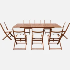 sweeek Set tavolo da giardino allungabile in legno di eucalipto con 8 sedie