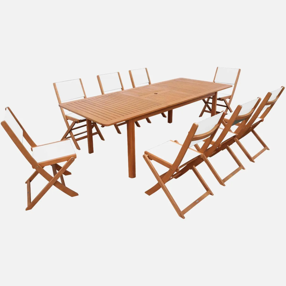 sweeek Set tavolo da giardino allungabile in legno di eucalipto con 8 sedie