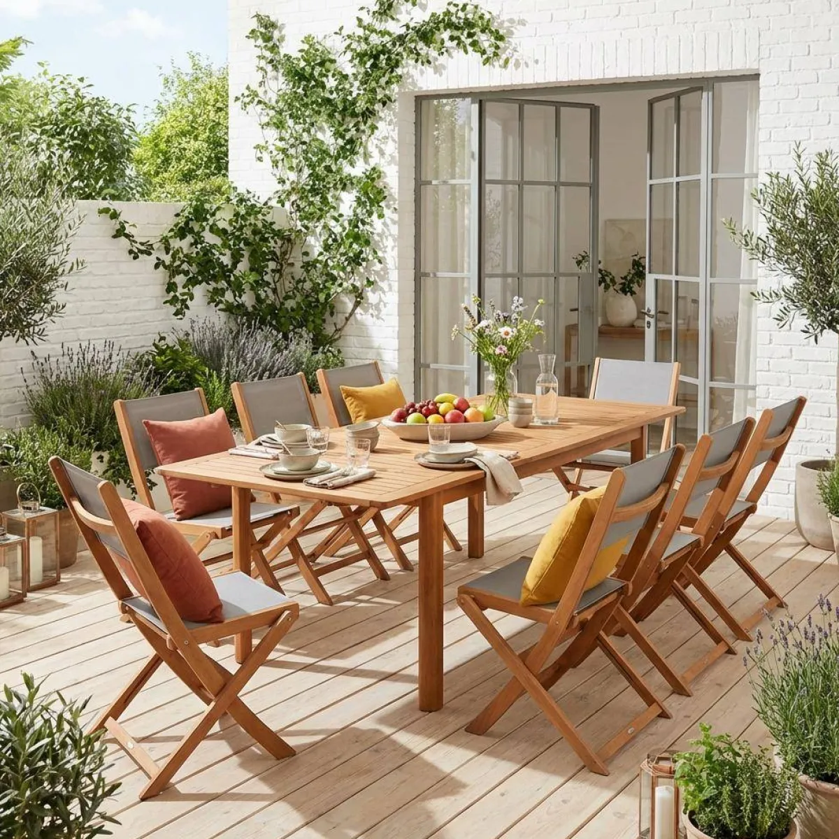 sweeek Set tavolo da giardino allungabile in legno di eucalipto con 8 sedie