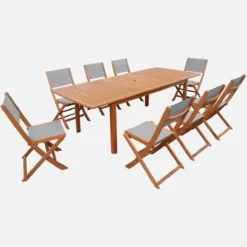 sweeek Set tavolo da giardino allungabile in legno di eucalipto con 8 sedie