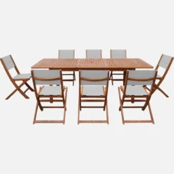 sweeek Set tavolo da giardino allungabile in legno di eucalipto con 8 sedie