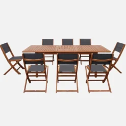sweeek Set tavolo da giardino allungabile in legno di eucalipto con 8 sedie