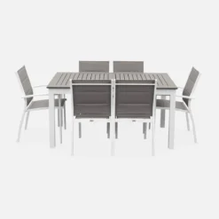 sweeek Set tavolo da giardino allungabile in alluminio con 6 sedie