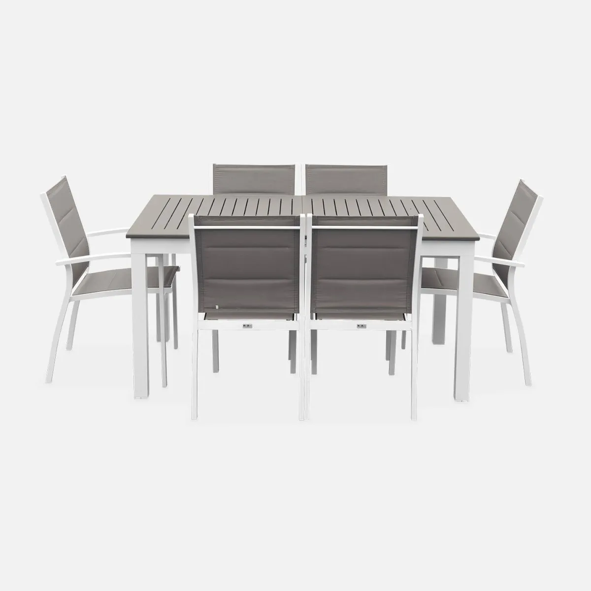 sweeek Set tavolo da giardino allungabile in alluminio con 6 sedie