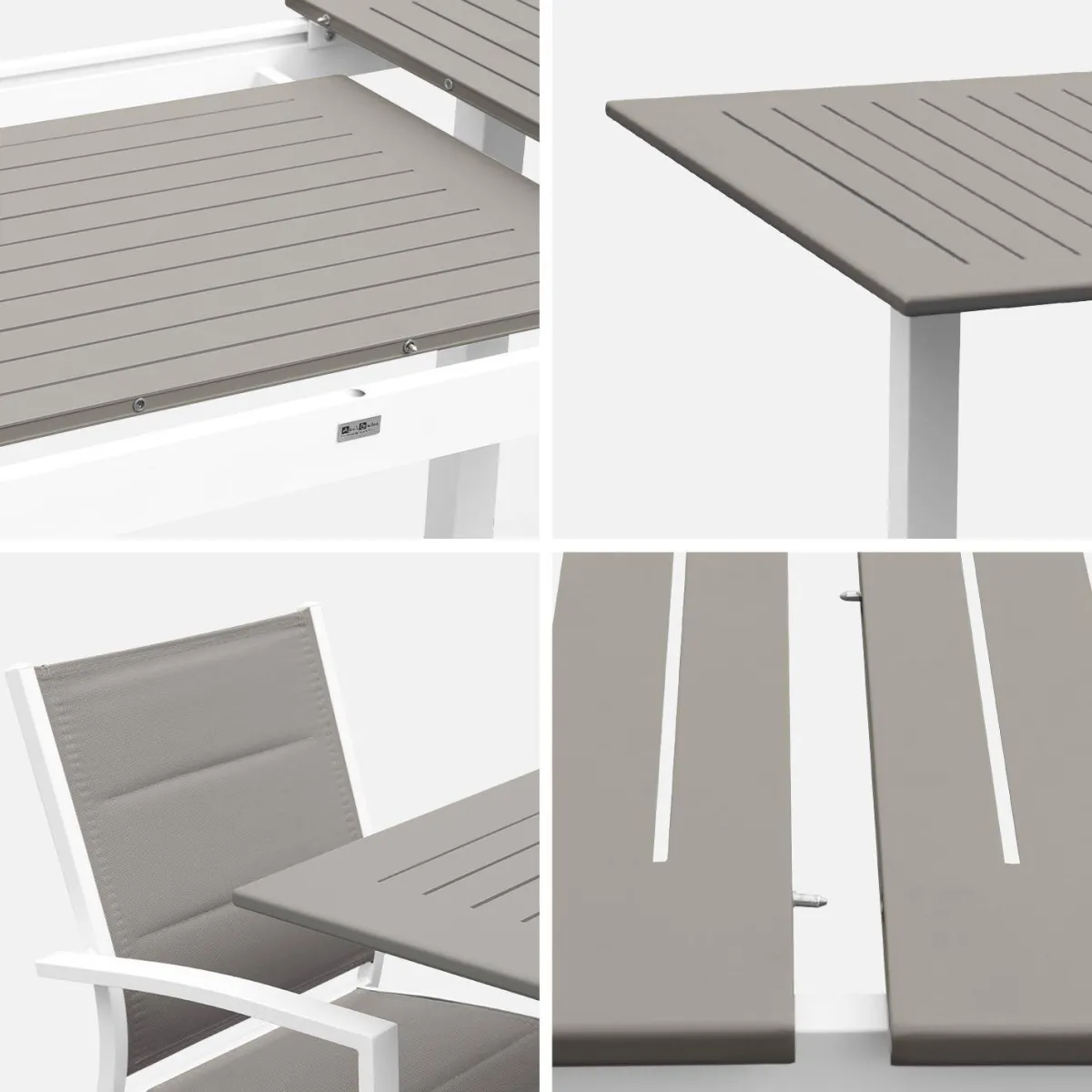 sweeek Set tavolo da giardino allungabile in alluminio con 6 sedie