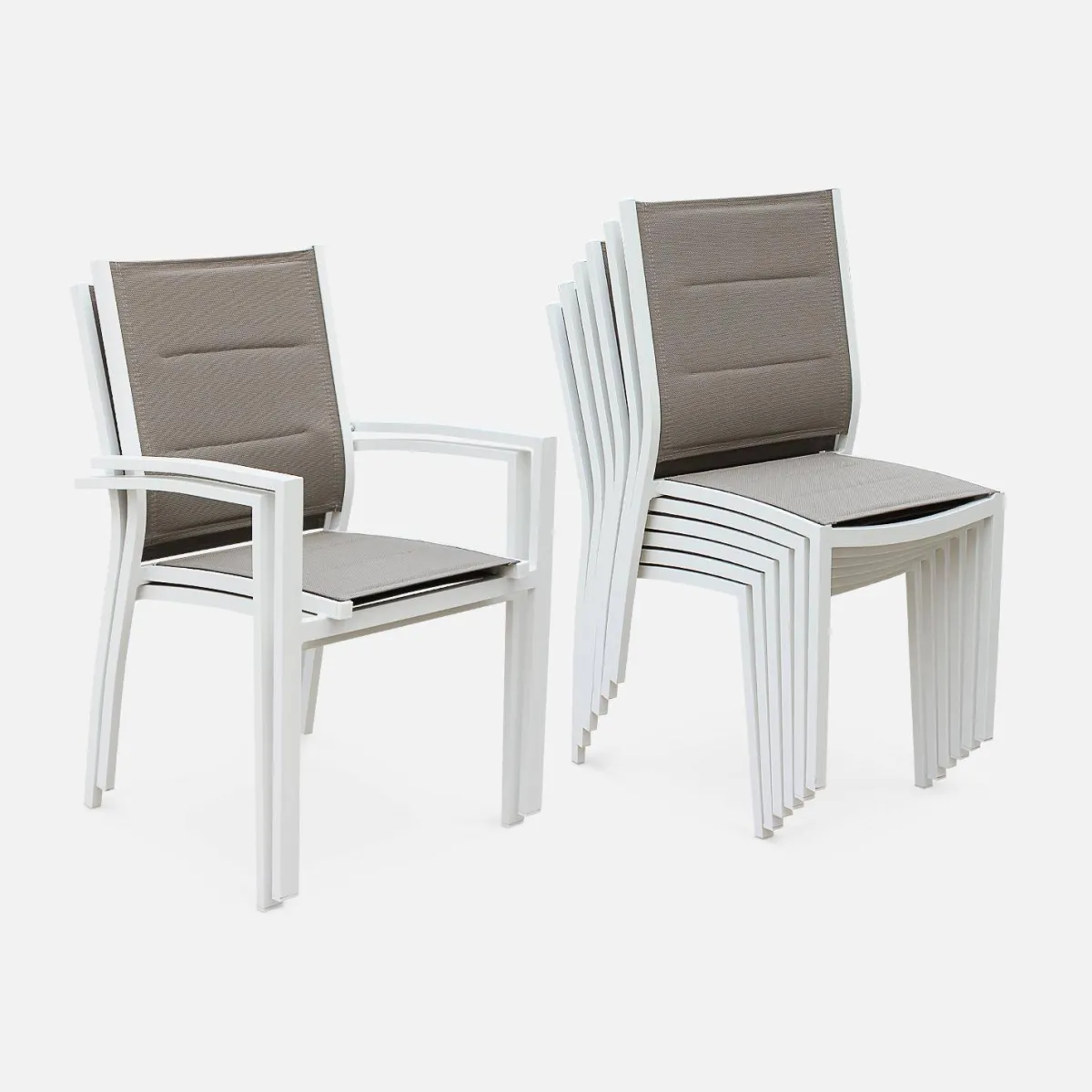 sweeek Set tavolo da giardino allungabile in alluminio con 6 sedie
