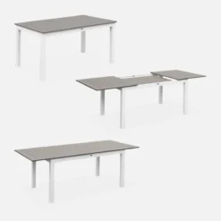 sweeek Set tavolo da giardino allungabile in alluminio con 6 sedie
