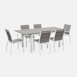 sweeek Set tavolo da giardino allungabile in alluminio con 6 sedie