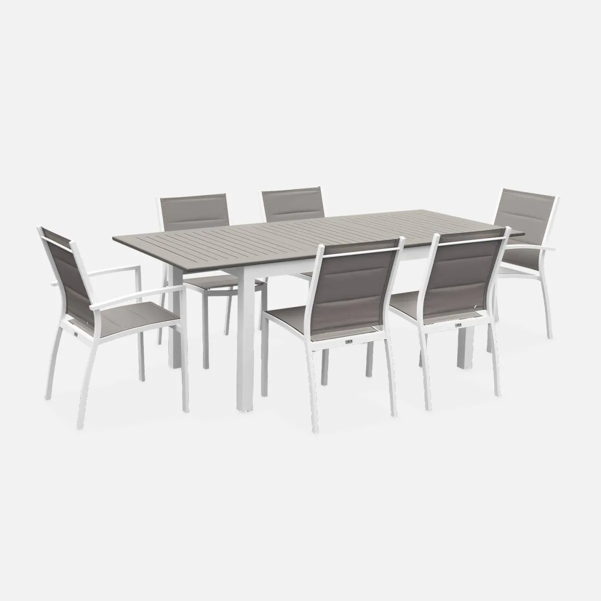 sweeek Set tavolo da giardino allungabile in alluminio con 6 sedie