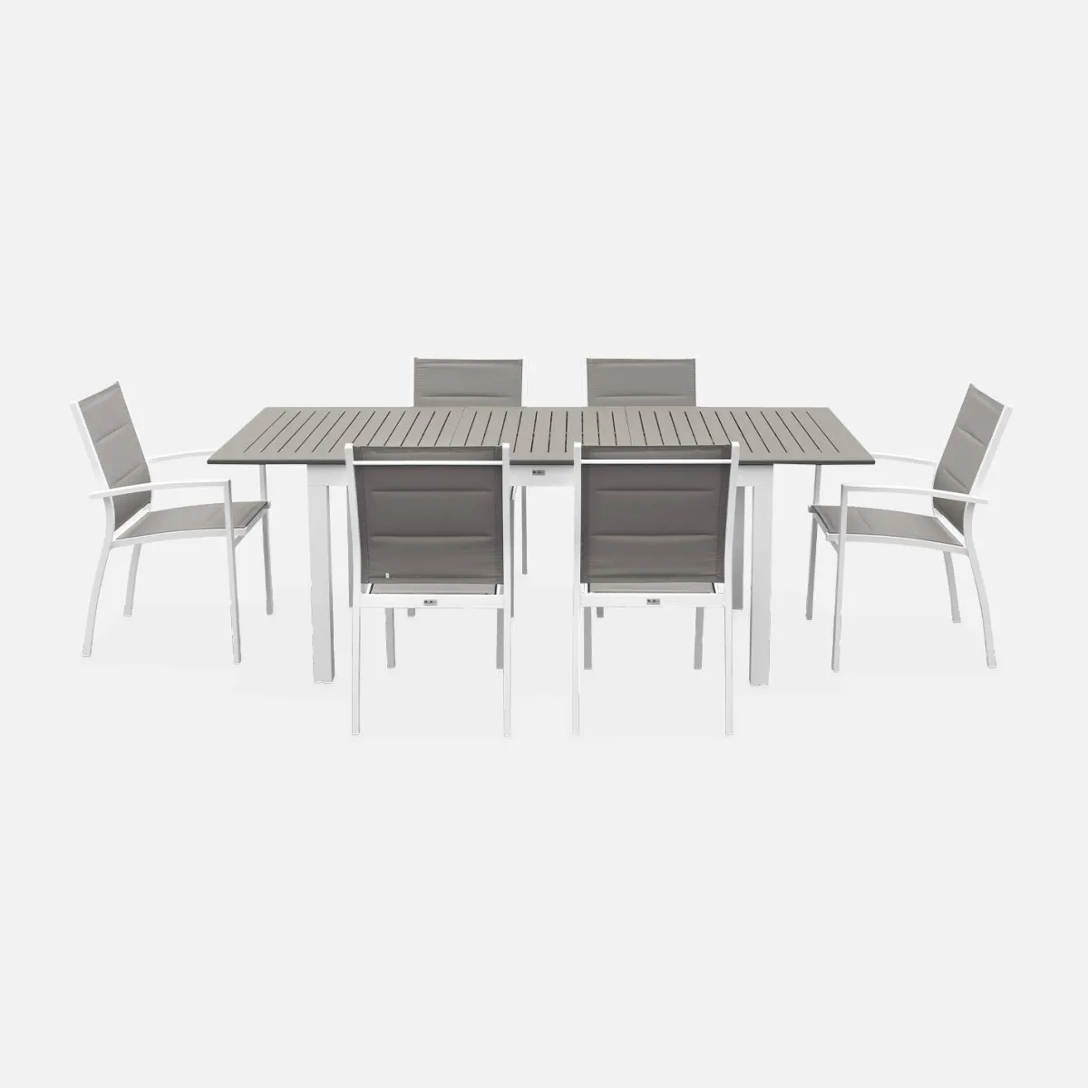 sweeek Set tavolo da giardino allungabile in alluminio con 6 sedie