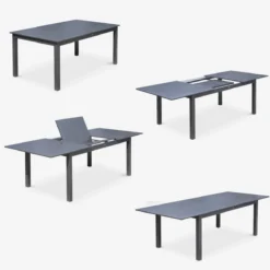 sweeek Set tavolo da giardino allungabile in alluminio con 8 sedie