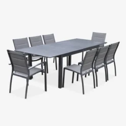 sweeek Set tavolo da giardino allungabile in alluminio con 8 sedie