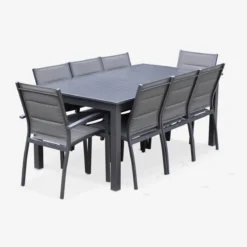 sweeek Set tavolo da giardino allungabile in alluminio con 8 sedie