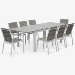 sweeek Set tavolo da giardino allungabile in alluminio con 8 sedie