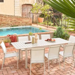 Set tavolo da giardino allungabile in alluminio con 8 sedie