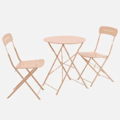 sweeek Set tavolo da giardino bistrot pieghevole rotondo in acciaio, 2 sedie