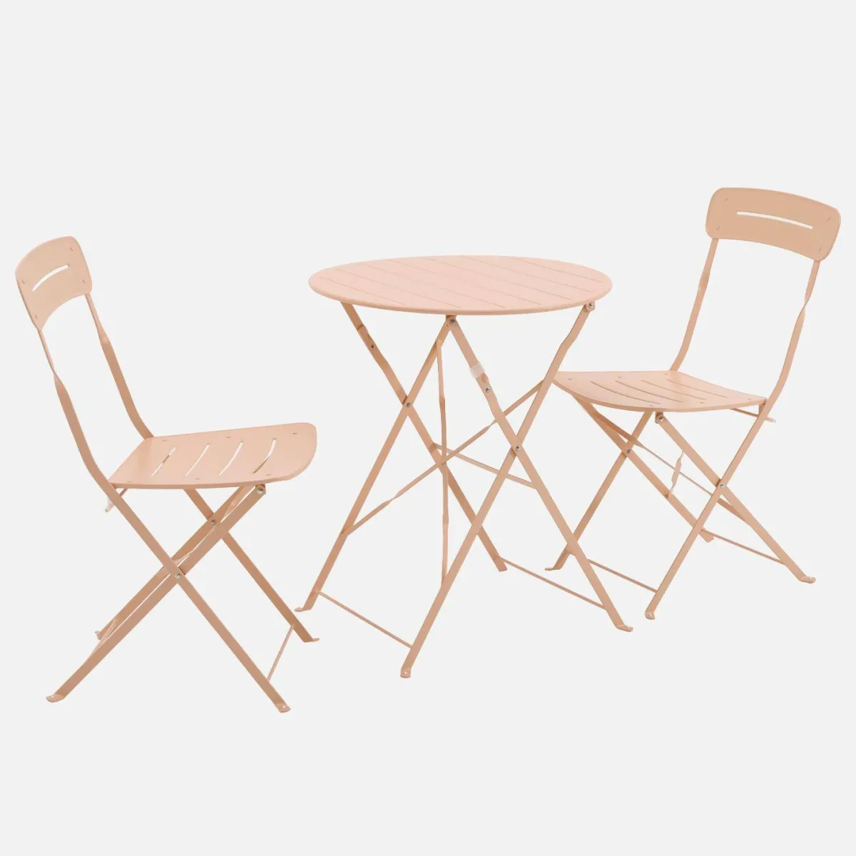sweeek Set tavolo da giardino bistrot pieghevole rotondo in acciaio, 2 sedie
