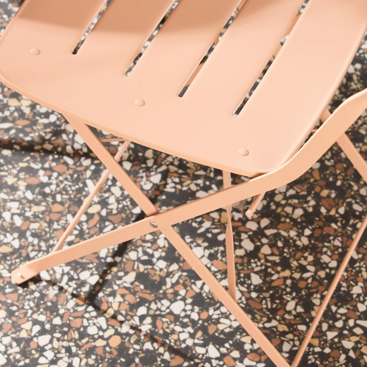 sweeek Set tavolo da giardino bistrot pieghevole rotondo in acciaio, 2 sedie