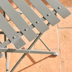 sweeek Set tavolo da giardino bistrot pieghevole in acciaio con 2 sedie, Ø60cm