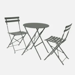 sweeek Set tavolo da giardino bistrot pieghevole in acciaio con 2 sedie, Ø60cm