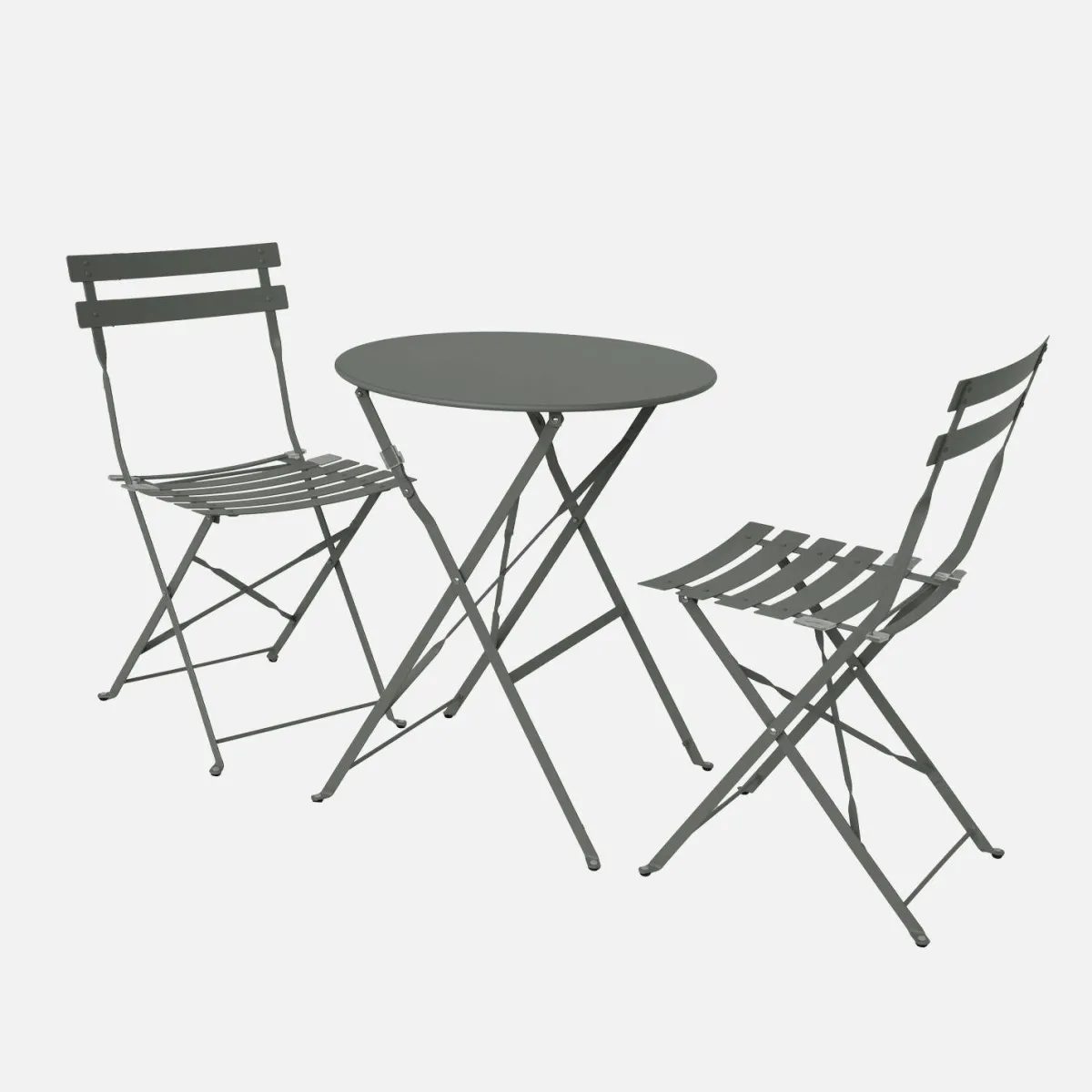 sweeek Set tavolo da giardino bistrot pieghevole in acciaio con 2 sedie, Ø60cm