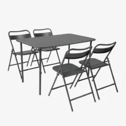 sweeek Set tavolo da giardino bistrot pieghevole in acciaio con 4 sedie, 120cm