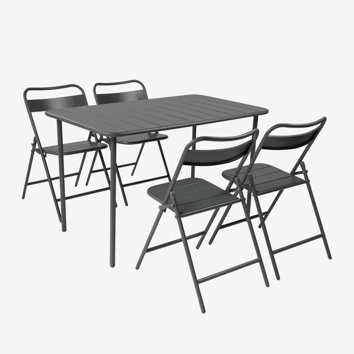 sweeek Set tavolo da giardino bistrot pieghevole in acciaio con 4 sedie, 120cm