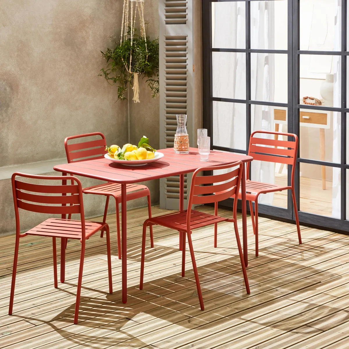 sweeek Set tavolo da giardino bistrot in metallo con 4 sedie, 120cm