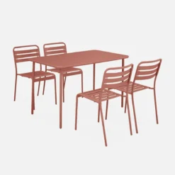 sweeek Set tavolo da giardino bistrot in metallo con 4 sedie, 120cm