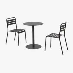 sweeek Set tavolo da giardino bistrot rotondo in acciaio con 2 sedie