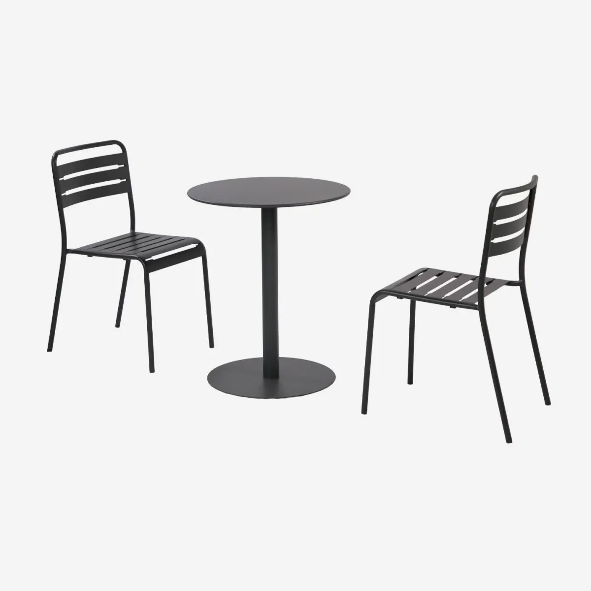 sweeek Set tavolo da giardino bistrot rotondo in acciaio con 2 sedie