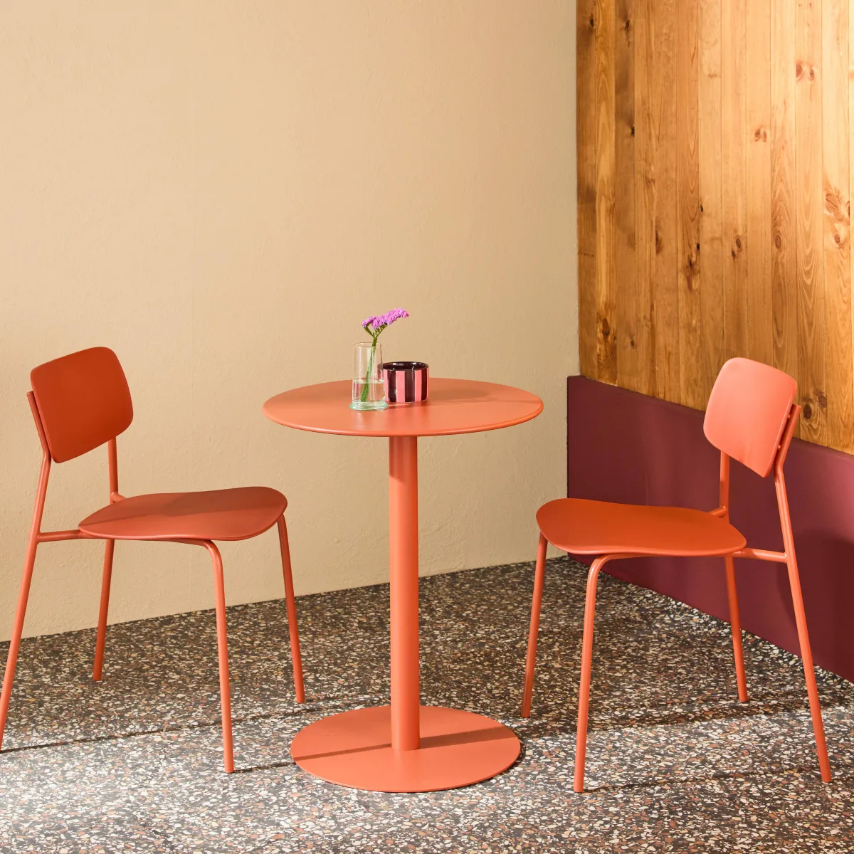 sweeek Set tavolo da giardino bistrot rotondo in acciaio con 2 sedie