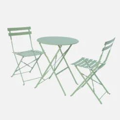 Set tavolo da giardino bistrot pieghevole in acciaio con 2 sedie, Ø60cm