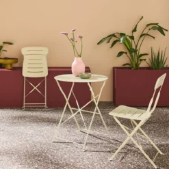 sweeek Set tavolo da giardino bistrot pieghevole rotondo in acciaio con 2 sedie