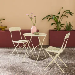 sweeek Set tavolo da giardino bistrot pieghevole rotondo in acciaio con 2 sedie