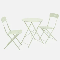 sweeek Set tavolo da giardino bistrot pieghevole rotondo in acciaio con 2 sedie