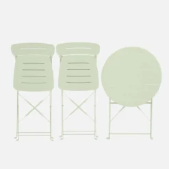 sweeek Set tavolo da giardino bistrot pieghevole rotondo in acciaio con 2 sedie