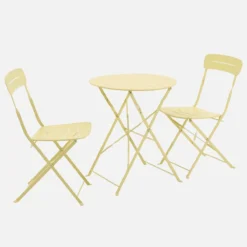 sweeek Set tavolo da giardino bistrot pieghevole rotondo in acciaio con 2 sedie