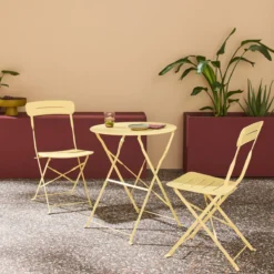 sweeek Set tavolo da giardino bistrot pieghevole rotondo in acciaio con 2 sedie